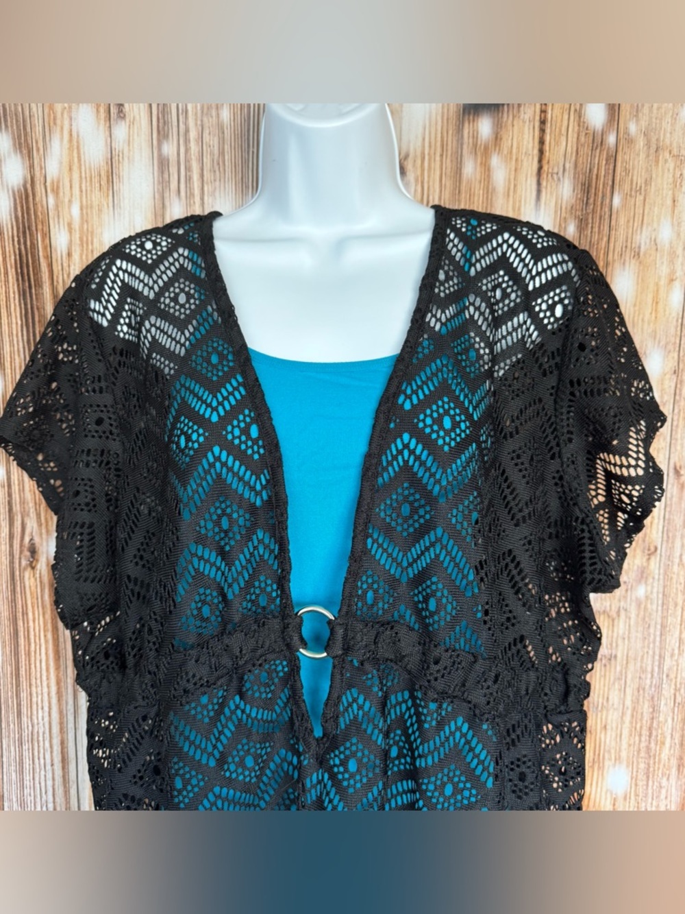 Catalina Black Crochet Style Cover Up - Picture 2 of 7